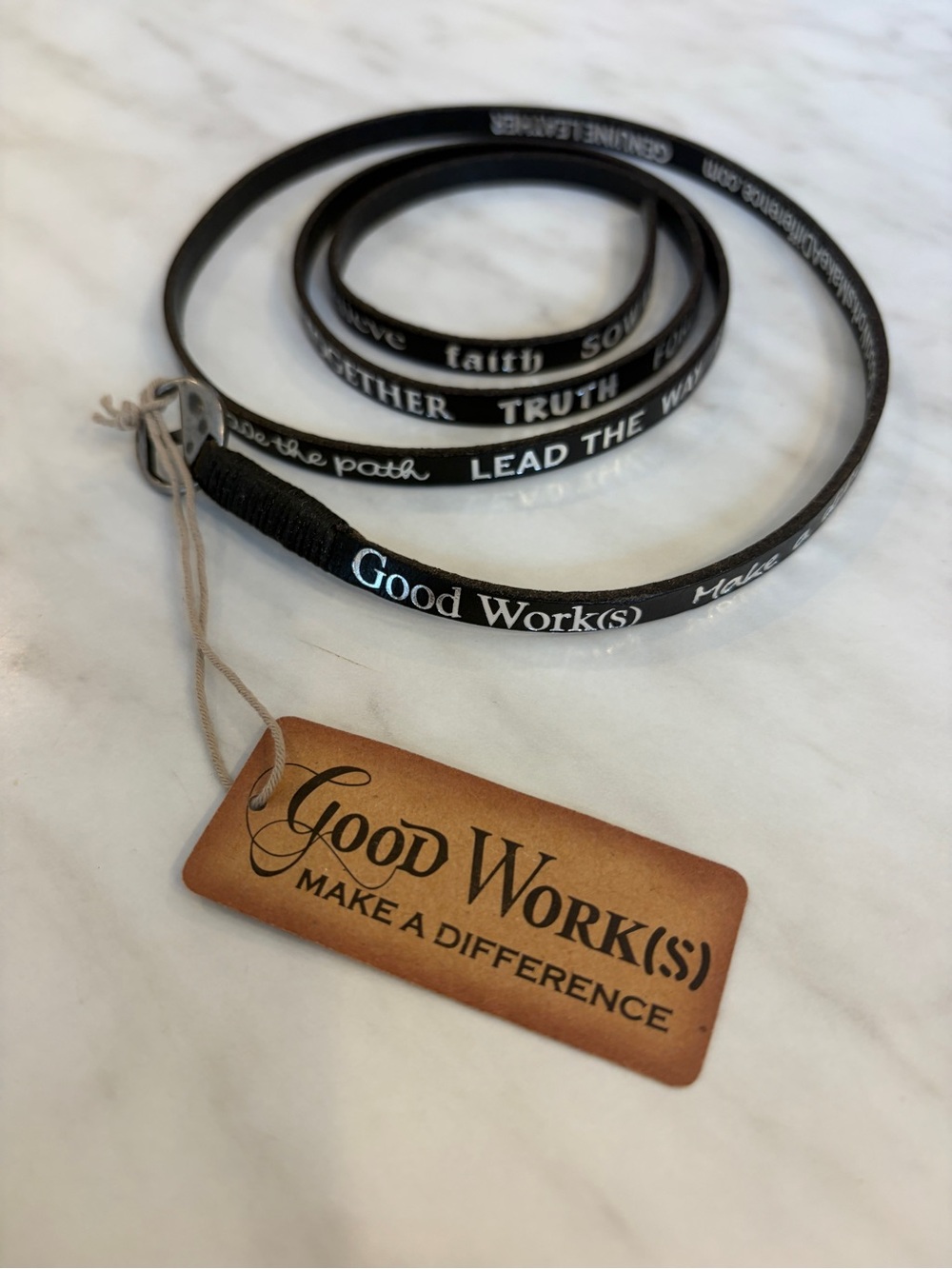 Black Inspirational Leather Wrap Bracelet